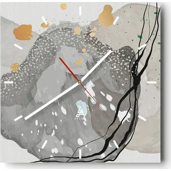 Hodiny Nástěnné hodiny do kuchyně 30x30 Abstrakce Stylové hodiny na skle Loft Tiché
