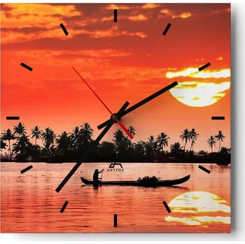 Hodiny Nástěnné hodiny do kuchyně 30x30 Krajina Stylové hodiny na skle Loft Tiché