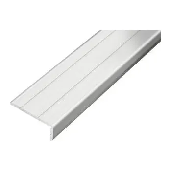 Stavební profil ACARA PRAHA s.r.o. AP5 schodová lišta samolepící B, hliník+fólie bílá popelavá, v:10 mm, š:25 mm, d:2,7m