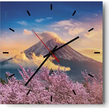 Hodiny Nástěnné hodiny do kuchyně 30x30 Krajina Stylové hodiny na skle Loft Tiché