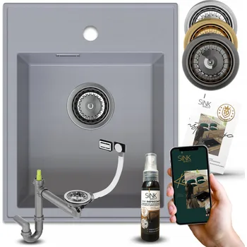 Granitový dřez Jednokomorový dřez Sink Quality VELTO granit šedý