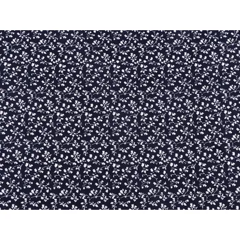 Bavlněná látka / plátno modrotisk drobné květinky METRÁŽ - 2 modrá tmavá