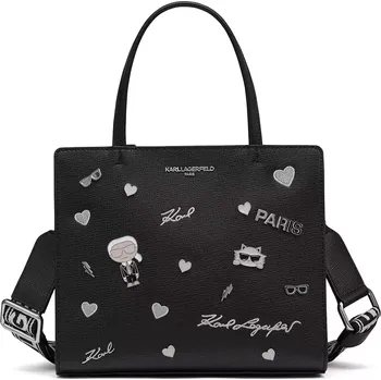 KARL LAGERFELD PARIS dámská kabelka MAYBELLE černá se stříbrnými detaily