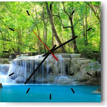 Hodiny Nástěnné hodiny do kuchyně 30x30 Krajina Stylové hodiny na skle Loft Tiché