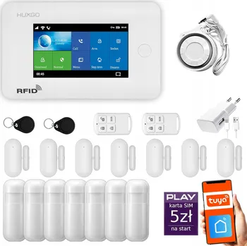 Sada domovního alarmu Bezdrátový alarm GSM + Wifi s aplikací TUYA, HUXGO HXA006