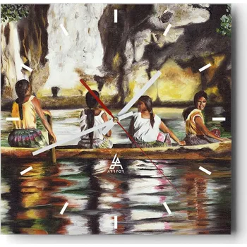 Hodiny Nástěnné hodiny do kuchyně 30x30 Cestování Stylové hodiny na skle Loft Tiché