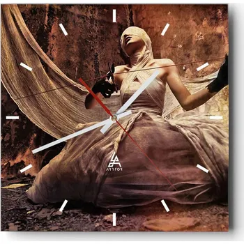 Hodiny Nástěnné hodiny do kuchyně 30x30 Teatr Stylowé Skleněné hodiny Loft Tiché