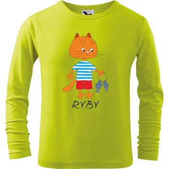 Dětská móda DOBRÝ TRIKO Dětské bavlněné triko Zvěrokruh kočka Ryby Velikost: 158/12 let, Barva: Limetková