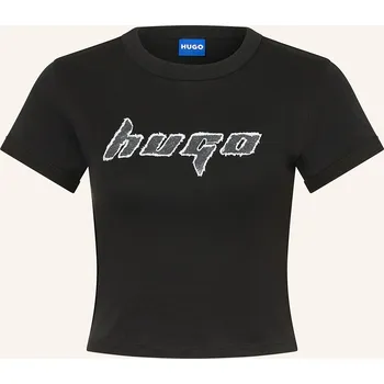 Hugo Dámské Cropped Tričko Dalia, černá / světle šedá, 42