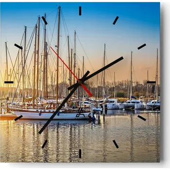 Hodiny Nástěnné hodiny do kuchyně 30x30 Krajina Stylové hodiny na skle Loft Tiché