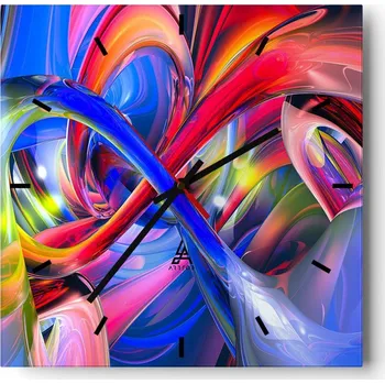 Hodiny Nástěnné hodiny do kuchyně 30x30 Abstrakce Stylové hodiny na skle Loft Tiché