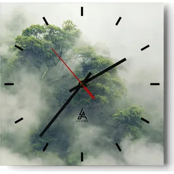 Hodiny Nástěnné hodiny do kuchyně 30x30 Les Stylové hodiny na skle Loft Tiché