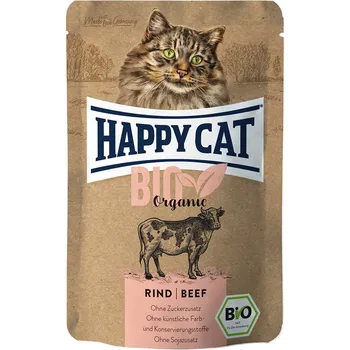 Krmivo pro kočku 12x85g Happy Cat Bio Pouch - bio hovězí