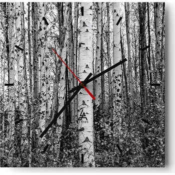 Hodiny Nástěnné hodiny do kuchyně 30x30 Les Stylové hodiny na skle Loft Tiché