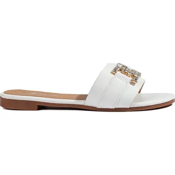 Dámské pantofle Dámské bílé pantofle s elegantní ozdobou CB2144-3W Velikost: 37