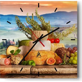 Hodiny Nástěnné hodiny do kuchyně 30x30 Toskánsko Stylové hodiny na skle Loft Tiché