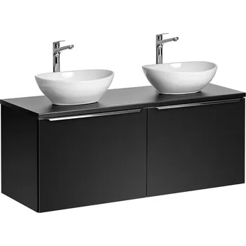 Policová skříň Závěsná skříňka SantaFe Lola s deskou a umyvadly 120 cm černá