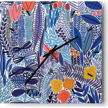 Hodiny Nástěnné hodiny do kuchyně 30x30 Květiny Stylové hodiny na skle Loft Tiché