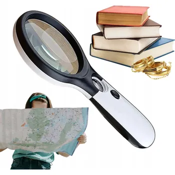 Zvětšovací Sklo LUPA RUČNÍ 45X S LED PODSVÍCENÍM DIKOM PRO ČTENÍ
