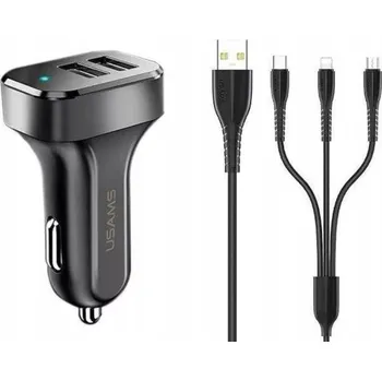 P4Y Nabíječka do auta Automobilová + kabel 3v1 1 m USB-C Lightning MicroUSB