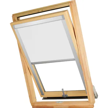 Roleta Dekodum Termoizolační roleta na střešní okno typu FAKRO 114x140 Barva látky: White Silver, Barva profilu: Borovice