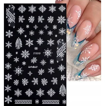 samolepka 3D Samolepky na nehty Zimní sněhové vločky Vánoční hvězdy R213