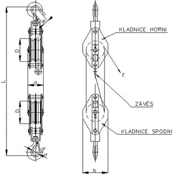 lanový naviják Kladkostroj Brano K11 1,0 t, obecný, konopne lana