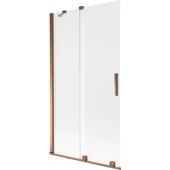 Vanová zástěna Mexen Velar vanová zástěna 2-křídlová posuvná 100 x 150 cm, matné sklo, růžové zlato - 896-100-000-31-60 Vanové zástěny