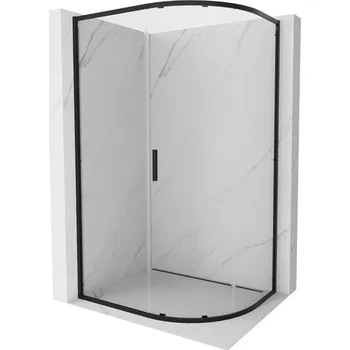 Mexen Exo asymetrická půlkruhová sprchová kabina posuvná 90 x 80 cm, transparentní, černá - 8131-090-080-70-00 Sprchové kouty