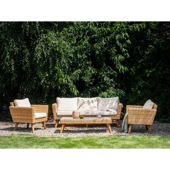 Sada potahů na zahradní polštáře krémově bílá polyesterové potahy odolné proti UV záření 8dílná se zipem Beliani