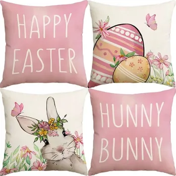 Povlečení VELIKONOČNÍ SADA POVLEČENÍ NA POLŠTÁŘE - ZAJÍC, VAJÍČKA, HAPPY EASTER