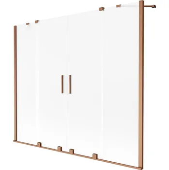 Vanová zástěna Mexen Velar Duo vanová zástěna 2-křídlová posuvná 200 x 150 cm, matná, kartáčovaná měď - 896-200-000-32-65 Vanové zástěny