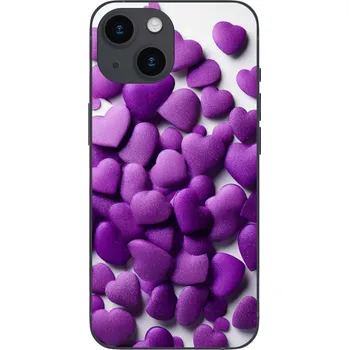 Pouzdro na mobilní telefon Kryt na mobil - fialová srdce Valentýn - Apple iPhone 16e