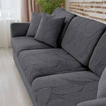 Potah na sedačku S vzor listy tmavě šedý