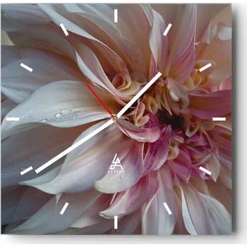 Hodiny Nástěnné hodiny do kuchyně 30x30 Květ Stylové hodiny na skle Loft Tiché