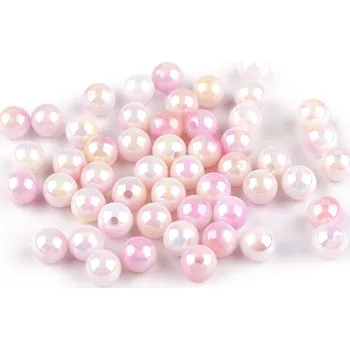 Korálek Plastové korálky s mermaid efektem Ø8 mm Varianta: 3 růžová nejsv., Balení: 20 g