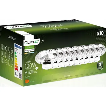 Žárovka 10x Žárovka G53 Reflektor AR111 15W 1521lm 4000K Neutrální bílá 24° 12V Stříbrná