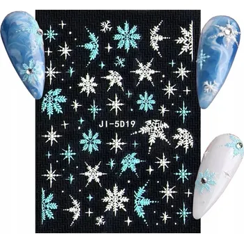 samolepka 5D Samolepky na nehty Sněhové Vločky VÁNOCE R119