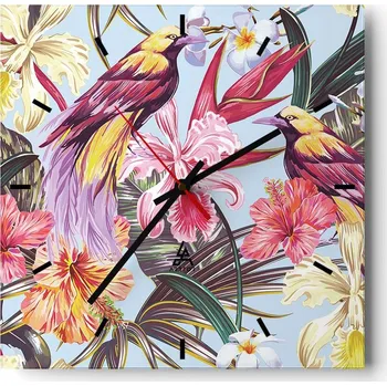 Hodiny Nástěnné hodiny do kuchyně 30x30 Pták Stylové hodiny na skle Loft Tiché