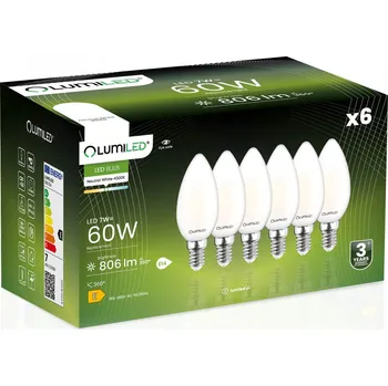 Žárovka 6x Žárovka E14 Svíčka B35 7W = 60W 806lm 4000K Neutrální bílá 360° FILAMENT
