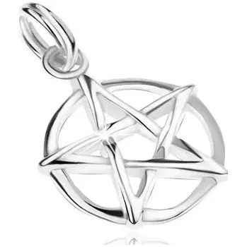 Přívěsek Šperky Eshop Přívěsek - pentagram v kruhu stříbro