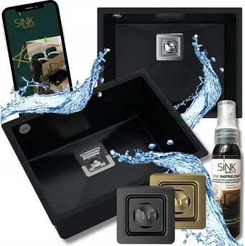 Granitový dřez Jednokomorový granitový dřez Sink Quality ARGON60, černý