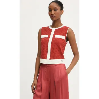 Dámská vesta Vesta Karl Lagerfeld dámská, oranžová barva, A3W18020 23X, vel. XL