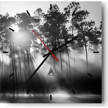 Hodiny Nástěnné hodiny do kuchyně 30x30 Krajina Stylové hodiny na skle Loft Tiché