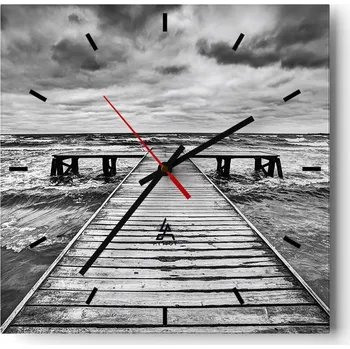 Hodiny Nástěnné hodiny do kuchyně 30x30 Krajina Stylové hodiny na skle Loft Tiché