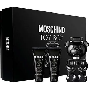 Pánský parfém Moschino Toy Boy dárková sada pro muže parfémovaná voda 50 ml + sprchový gel 50 ml + balzám po holení 50 ml