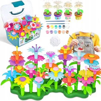 ostatní stavebnice STAVEBNICE KVĚTINY STAVEBNICE VELKÉ V KUFRÍKU DÁREK PRO 3 4 5 6 7 8 9 LET