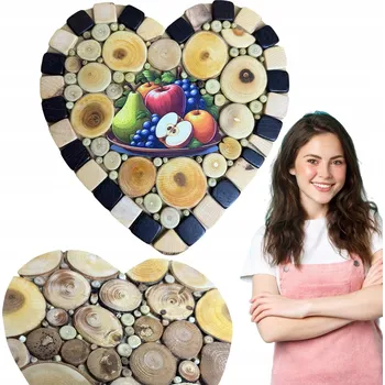 Obraz PODKŁADKA DEKORACYJNA POD GARNKI DREWNIANA OBOUSTRANNÁ SRDCE 20x20cm