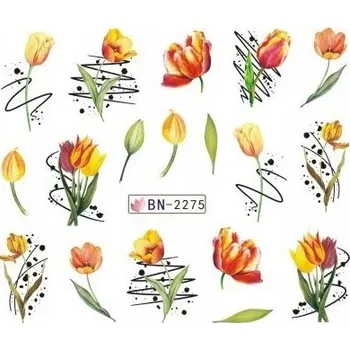 Obraz Akvarelové Samolepky na nehty Květiny Tulipány Q47