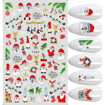 samolepka 3D vánoční Samolepky na nehty s motivem Santa Clause E233